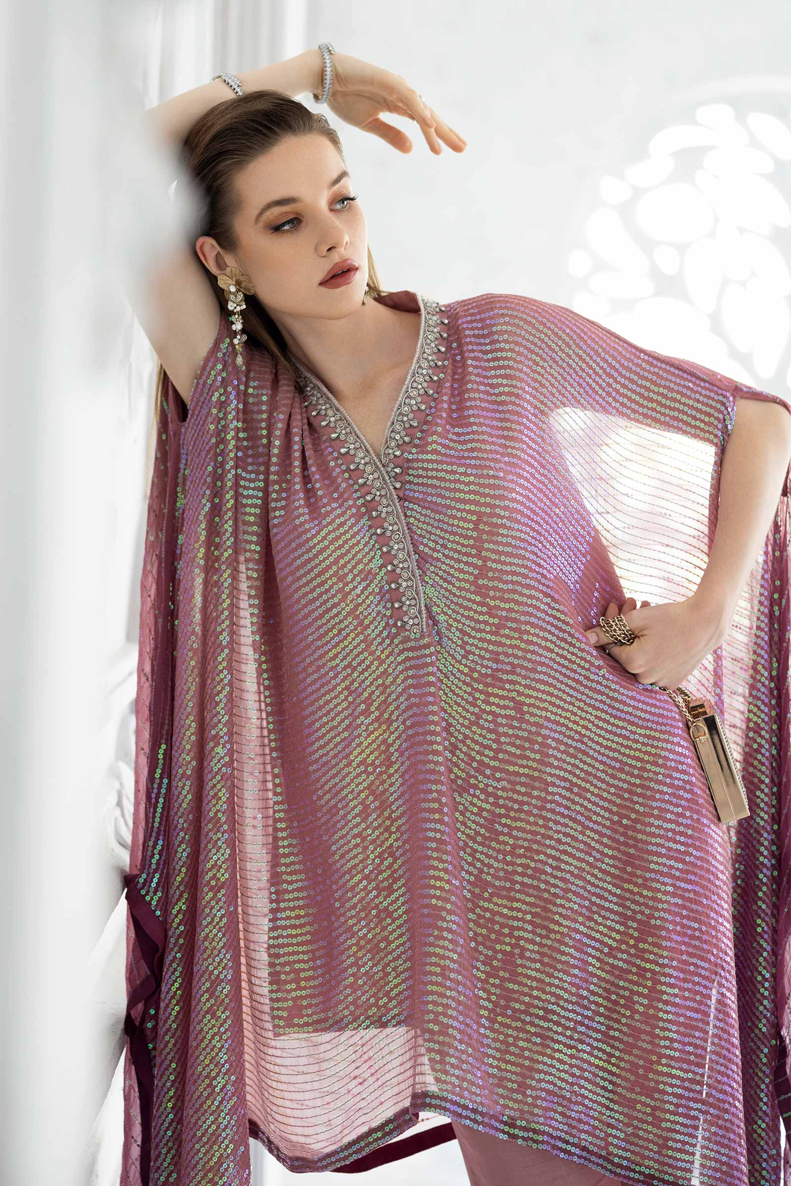 Maria B | Luxury Formals | SF-EF26-11-Beige and Green - Formal Dress - available at Maria Faisal in UK and USA.