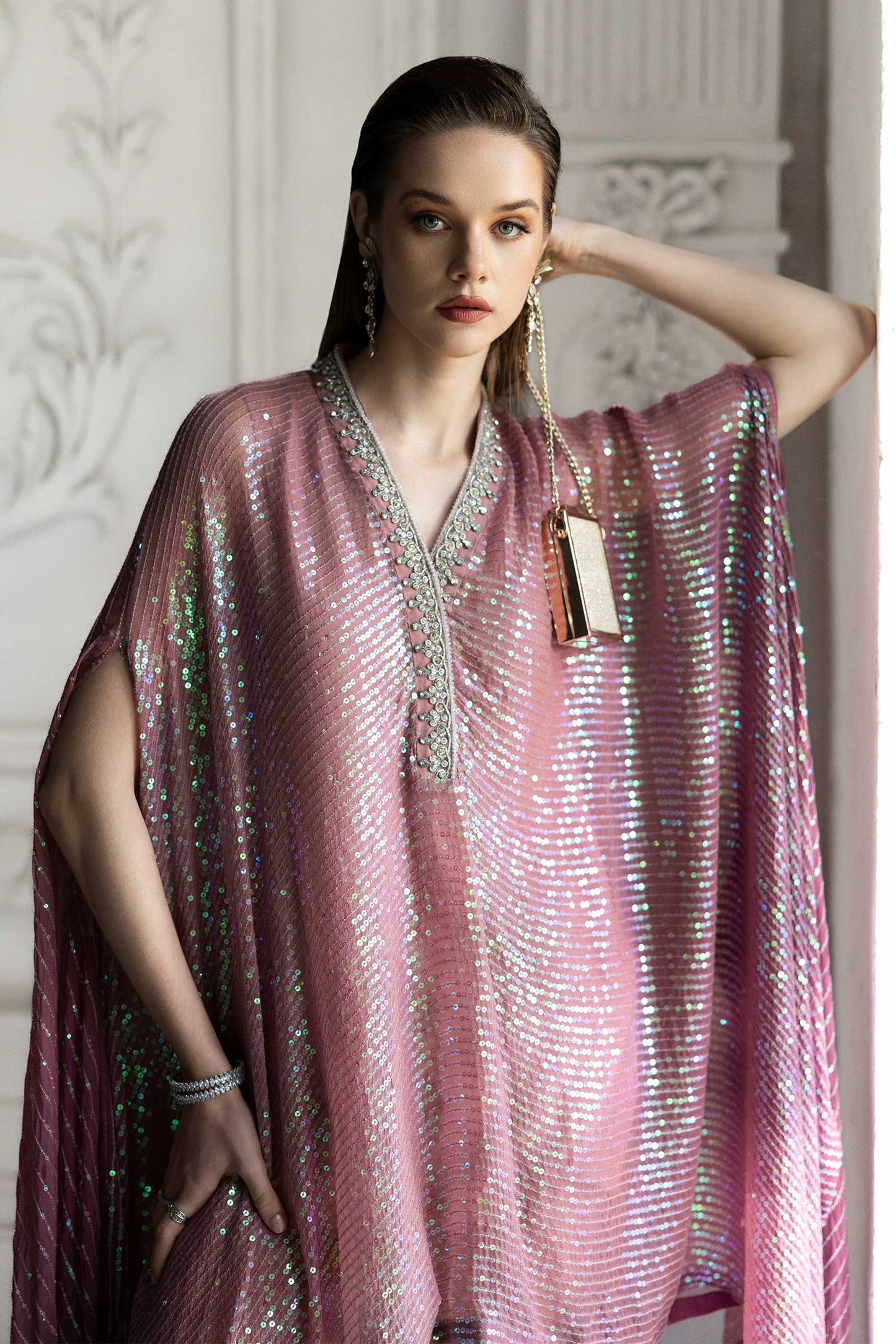 Maria B | Luxury Formals | SF-EF26-11-Beige and Green - Formal Dress - available at Maria Faisal in UK and USA.