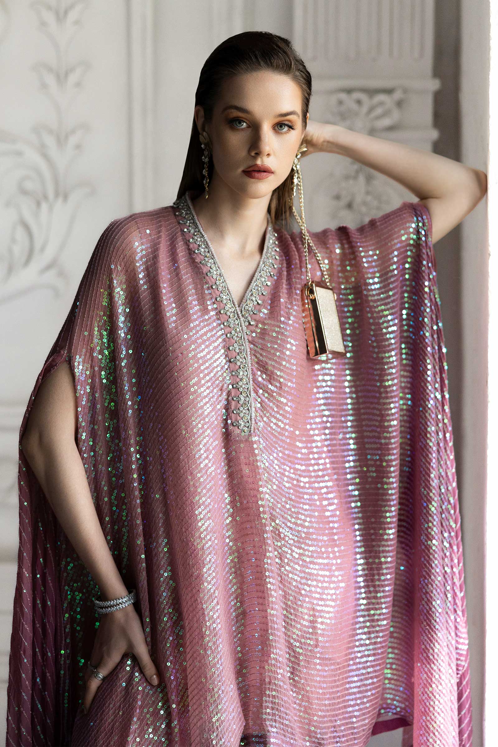 Maria B | Luxury Formals | SF-EF26-11-Beige and Green - Formal Dress - available at Maria Faisal in UK and USA.