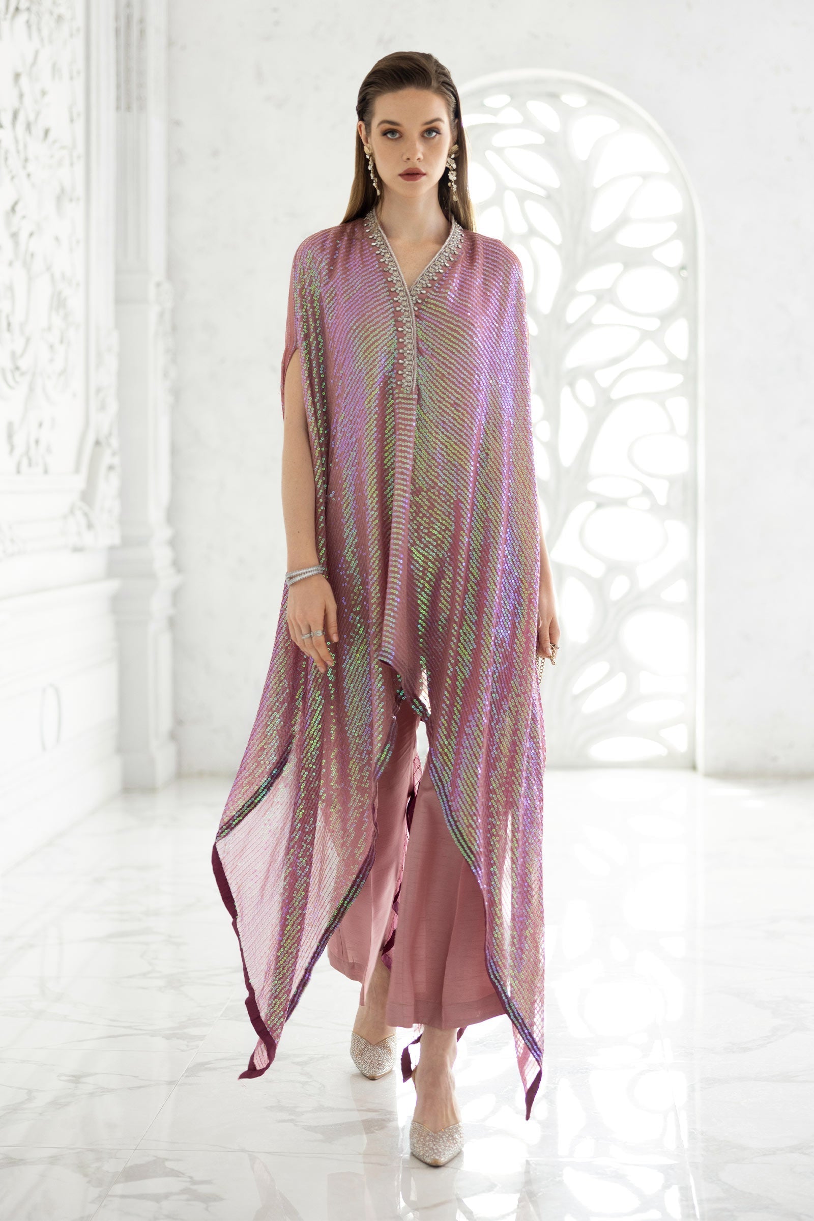 Maria B | Luxury Formals | SF-EF26-11-Beige and Green - Formal Dress - available at Maria Faisal in UK and USA.