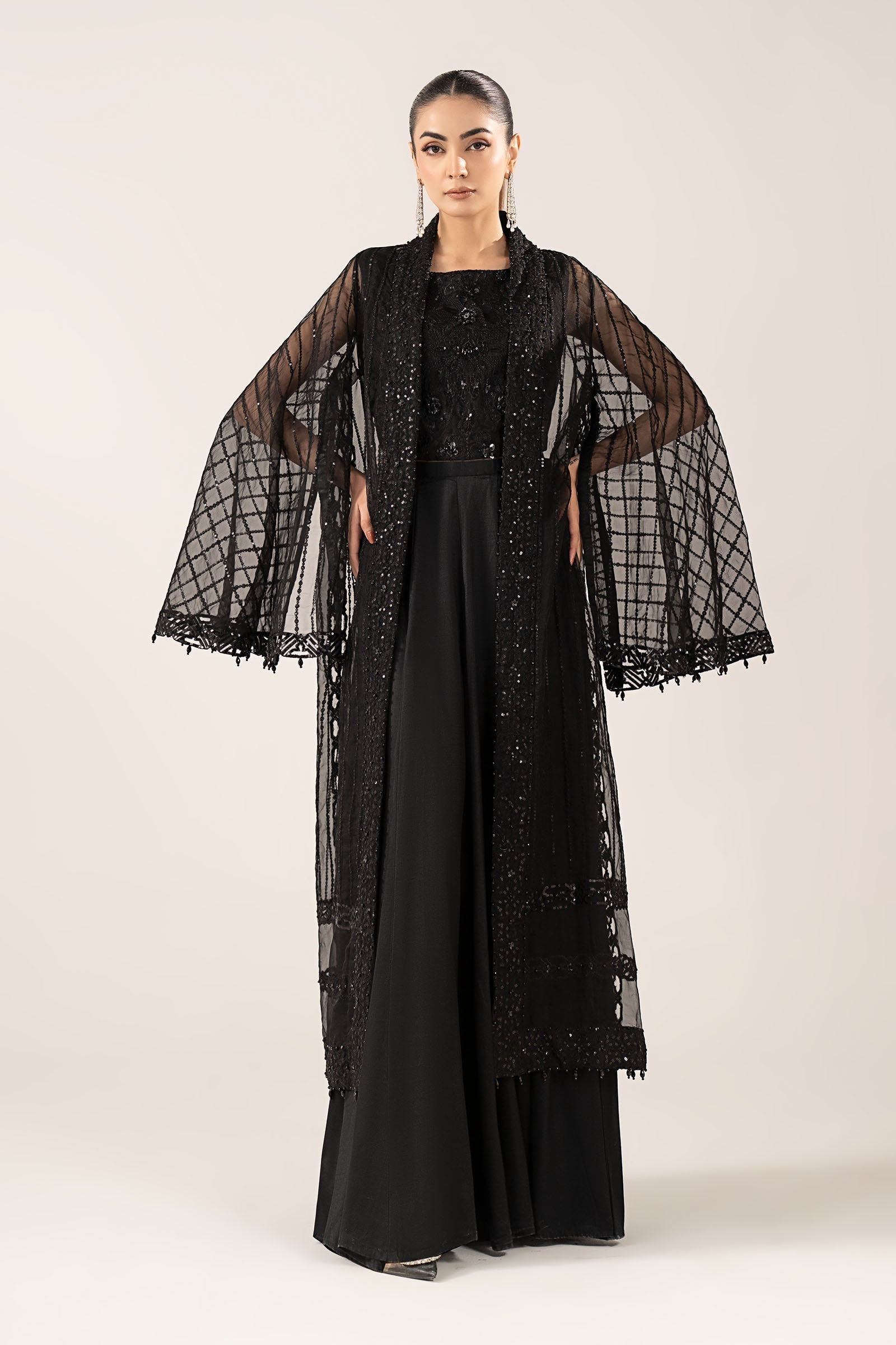 Maria B | Luxury Formals | SF-EF26-12-Black - Formal Dress - available at Maria Faisal in UK and USA.