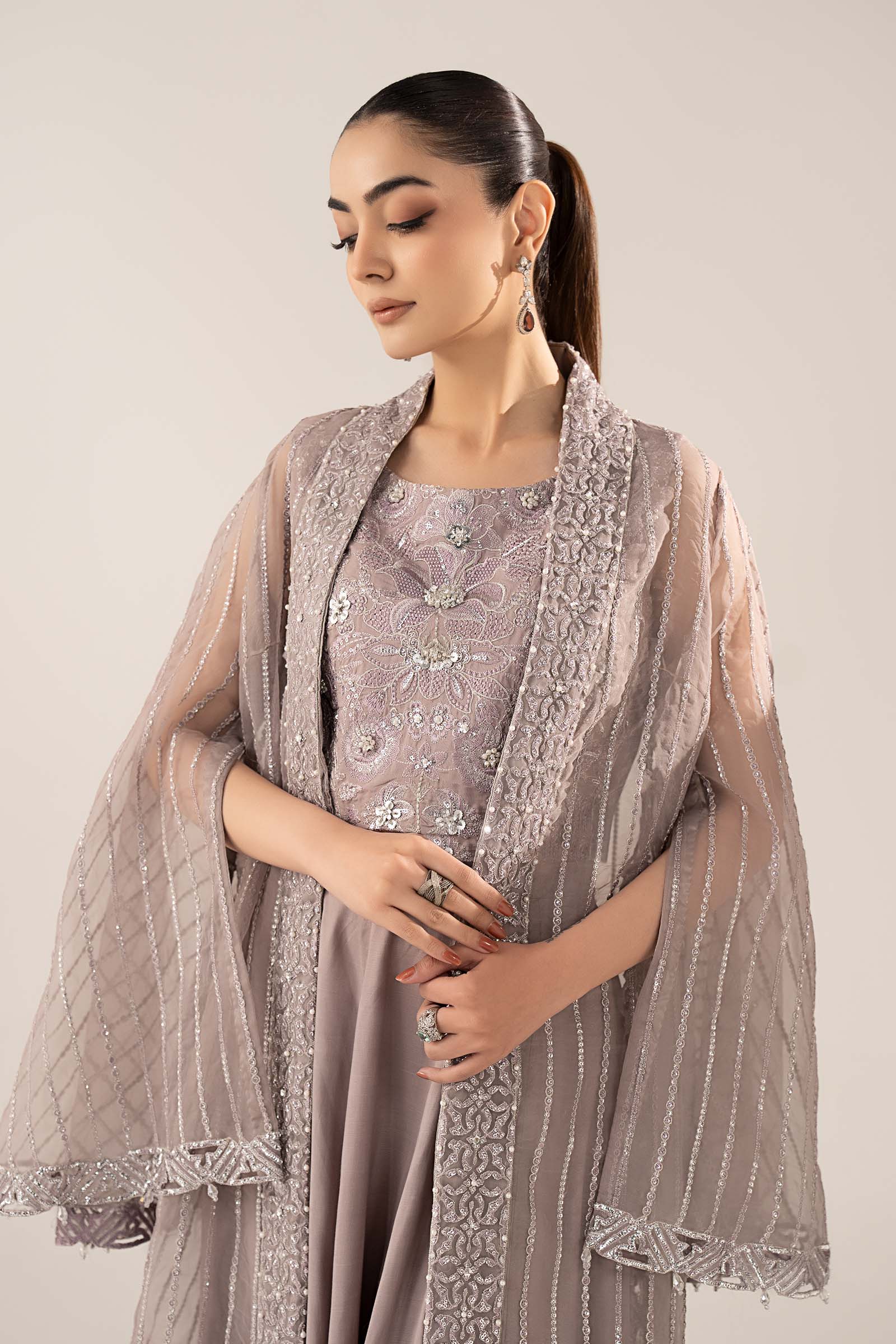 Maria B | Luxury Formals | SF-EF26-12-Lilac - Formal Dress - available at Maria Faisal in UK and USA.