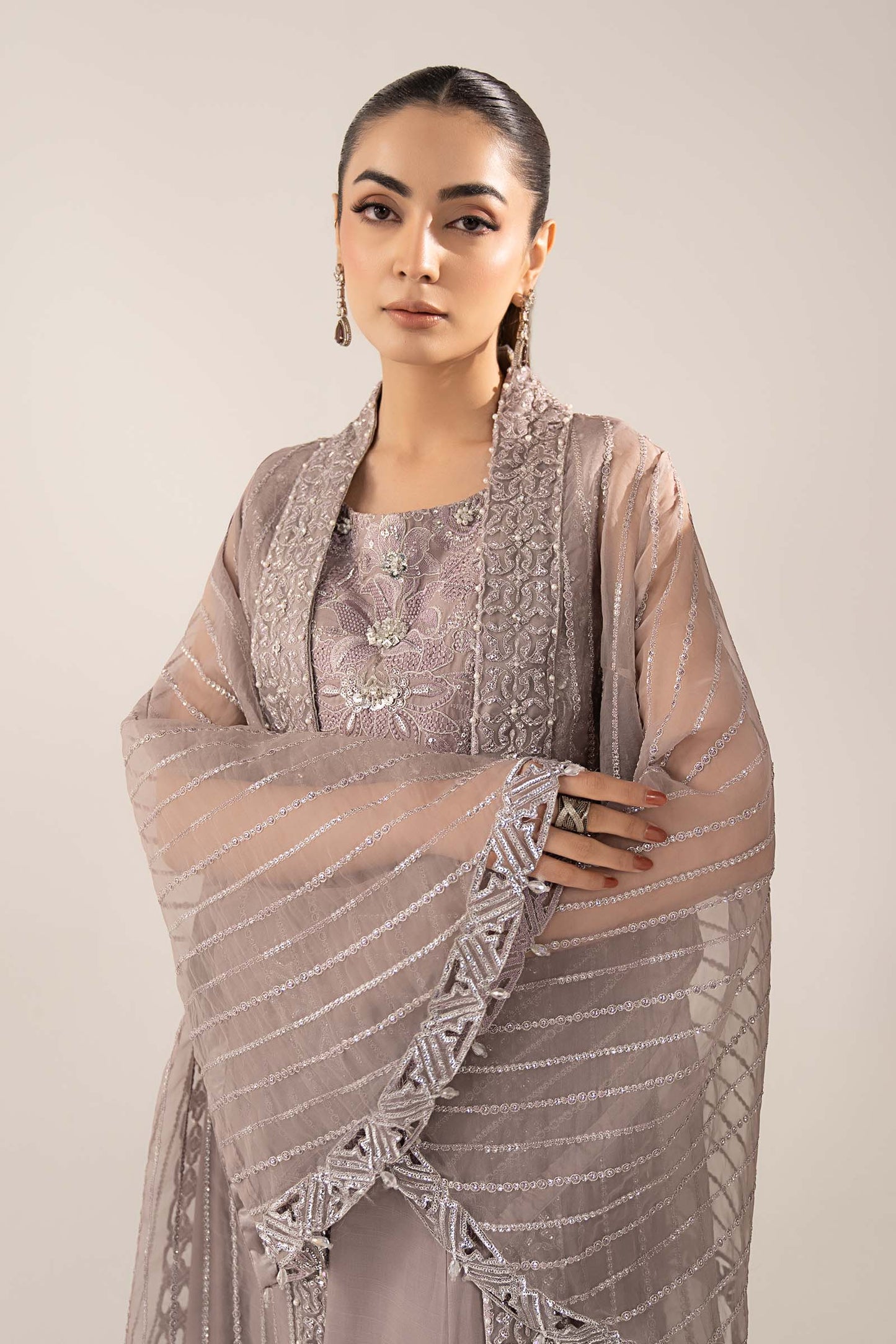 Maria B | Luxury Formals | SF-EF26-12-Lilac - Formal Dress - available at Maria Faisal in UK and USA.