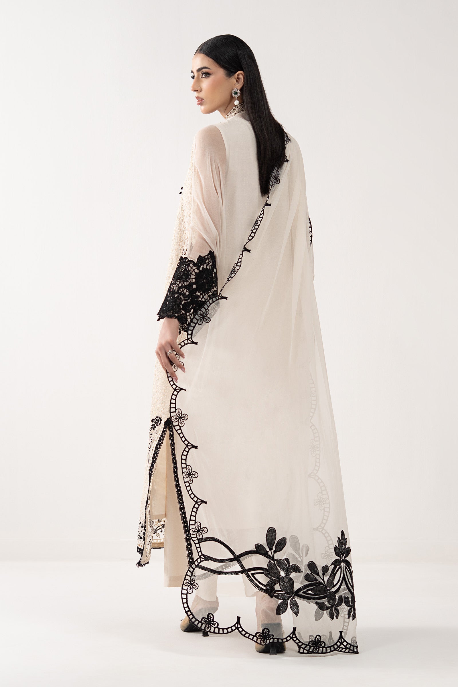 Maria B | Luxury Formals | SF-EF26-13-Off White - Formal Dress - available at Maria Faisal in UK and USA.