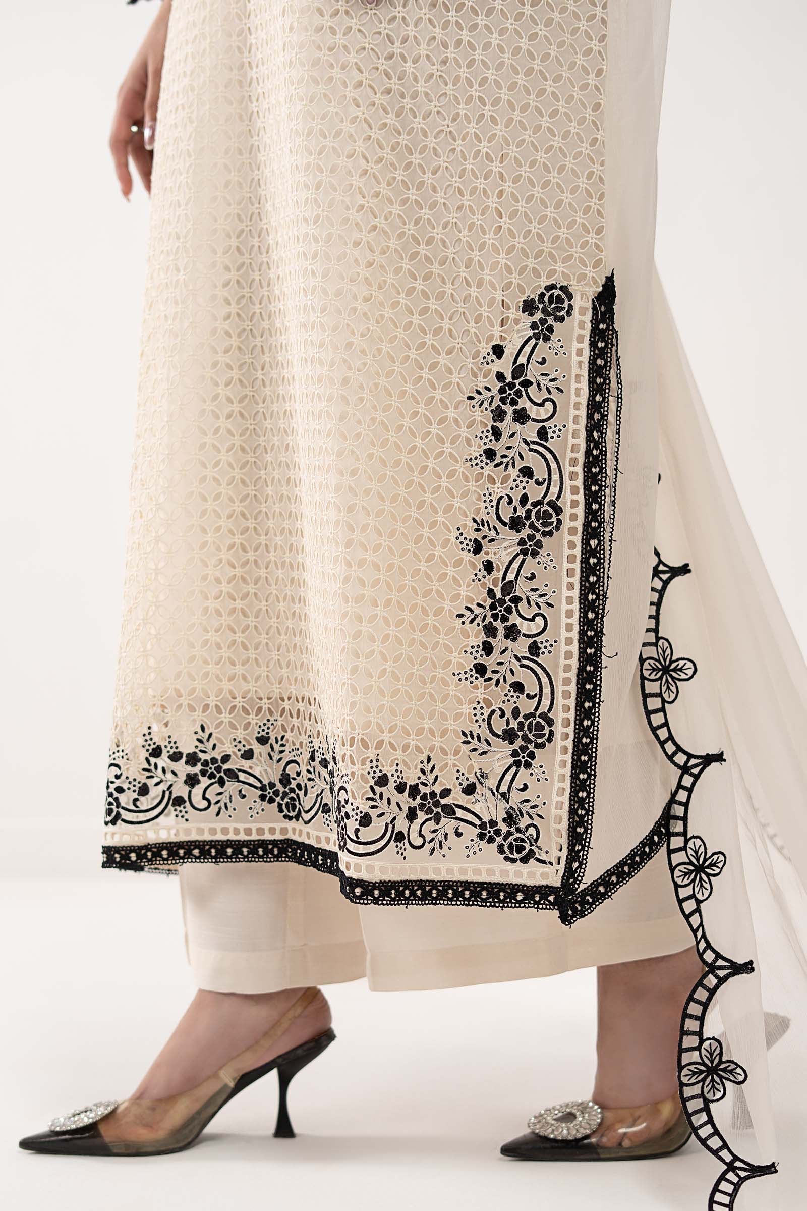Maria B | Luxury Formals | SF-EF26-13-Off White - Formal Dress - available at Maria Faisal in UK and USA.