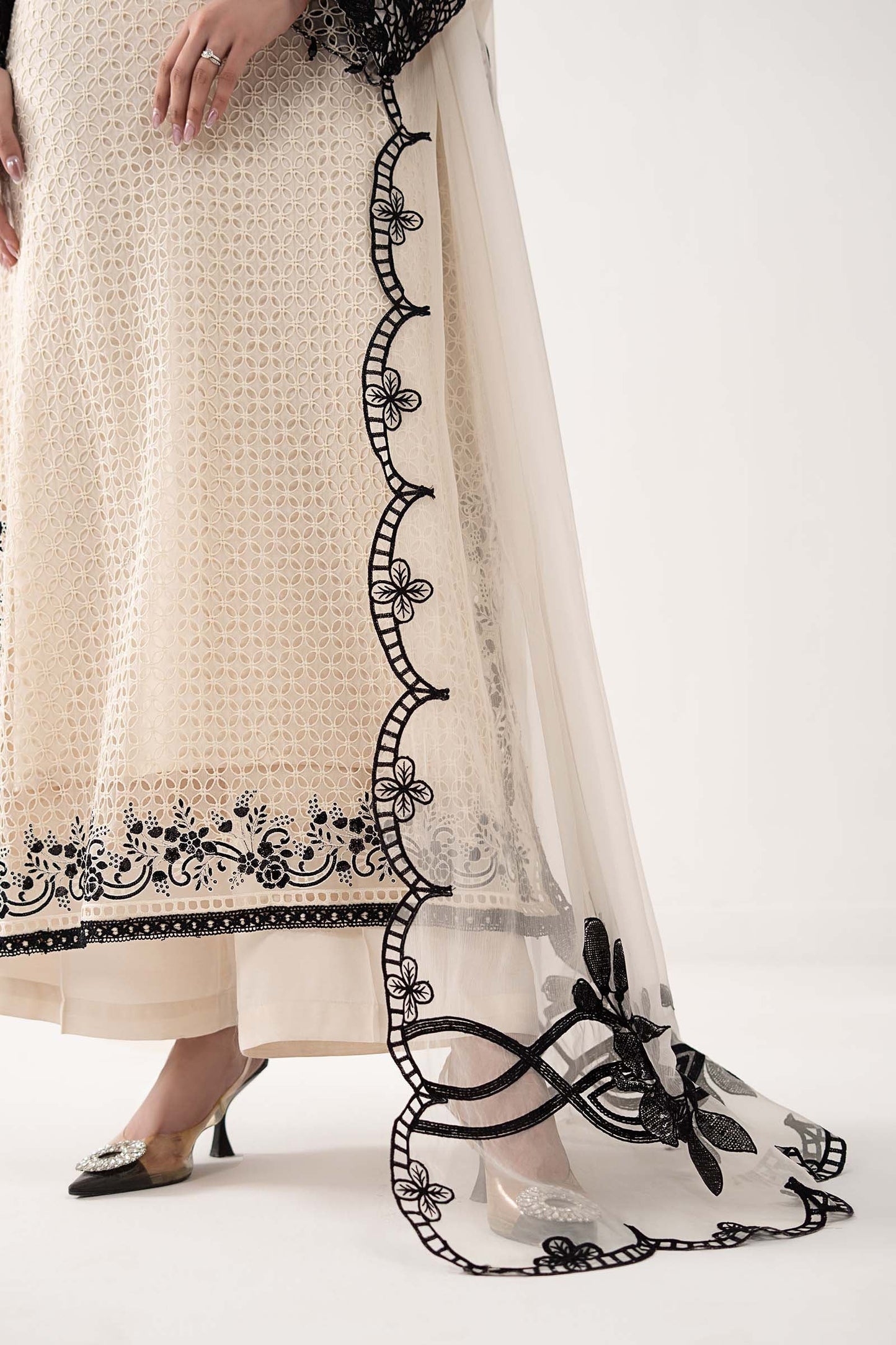 Maria B | Luxury Formals | SF-EF26-13-Off White - Formal Dress - available at Maria Faisal in UK and USA.