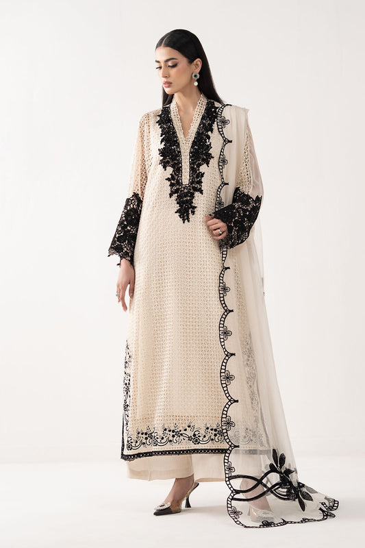Maria B | Luxury Formals | SF-EF26-13-Off White - Formal Dress - available at Maria Faisal in UK and USA.