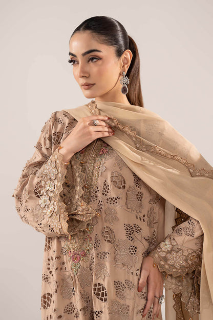 Maria B | Luxury Formals | SF-EF26-16-BEIGE - Formal Dress - available at Maria Faisal in UK and USA.