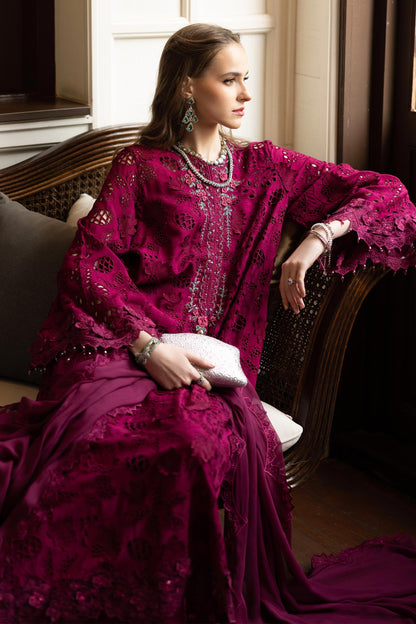 Maria B | Luxury Formals | SF-EF26-16-Magenta - Formal Dress - available at Maria Faisal in UK and USA.