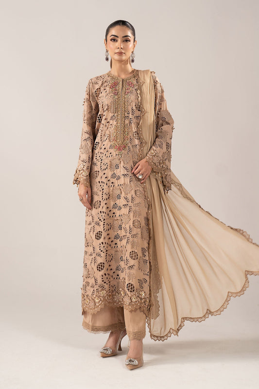 Maria B | Luxury Formals | SF-EF26-16-BEIGE - Formal Dress - available at Maria Faisal in UK and USA.