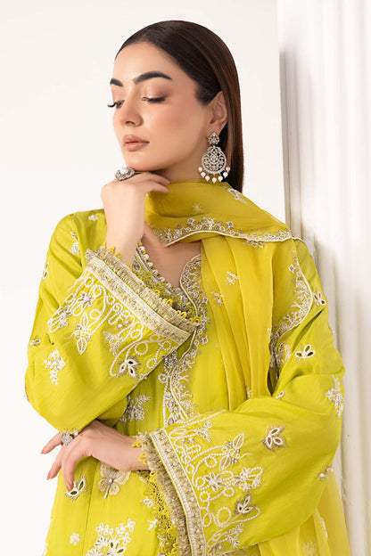 Maria B | Luxury Formals | SF-EF26-19-Acid Green - Formal Dress - available at Maria Faisal in UK and USA.