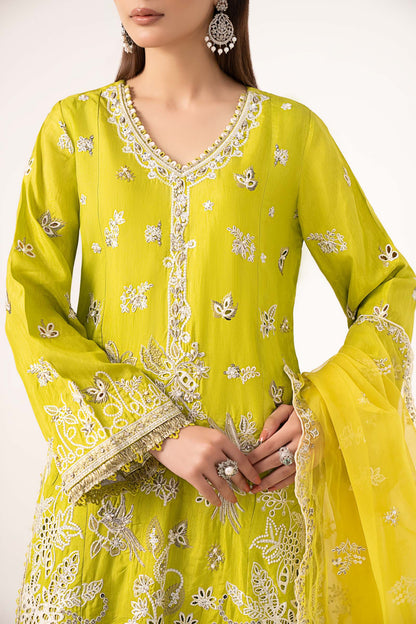 Maria B | Luxury Formals | SF-EF26-19-Acid Green - Formal Dress - available at Maria Faisal in UK and USA.