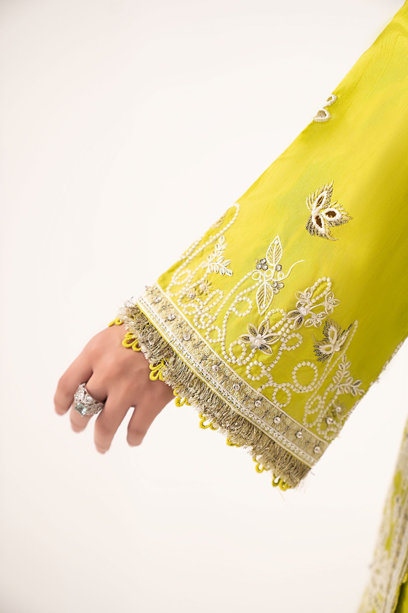Maria B | Luxury Formals | SF-EF26-19-Acid Green - Formal Dress - available at Maria Faisal in UK and USA.