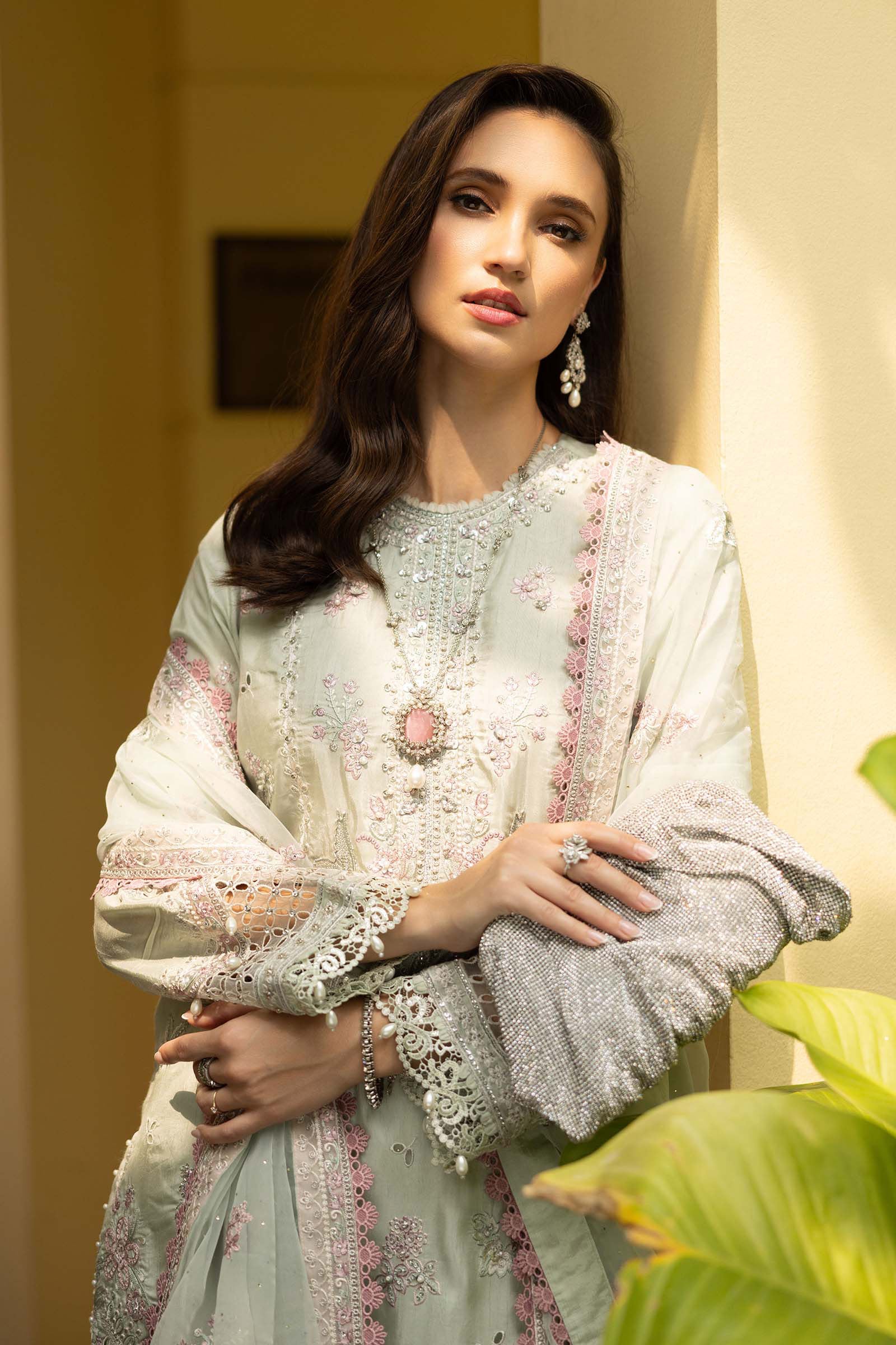 Maria B | Luxury Formals | SF-EF26-20-Green - Formal Dress - available at Maria Faisal in UK and USA.