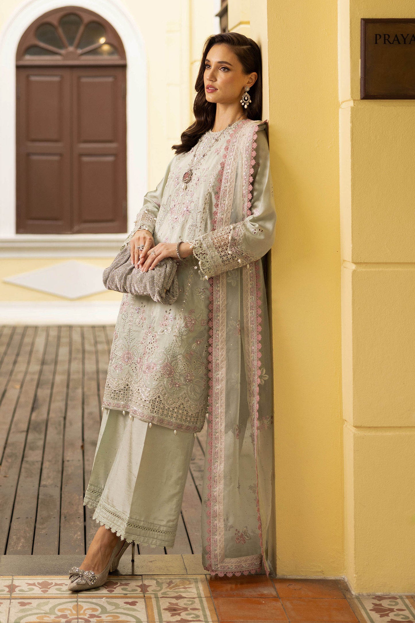Maria B | Luxury Formals | SF-EF26-20-Green - Formal Dress - available at Maria Faisal in UK and USA.