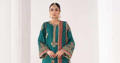 Maria B | Eid Collection 2026 | Sf-Ef26-22 Teal - Luxury Dress - available at Maria Faisal in UK and USA.