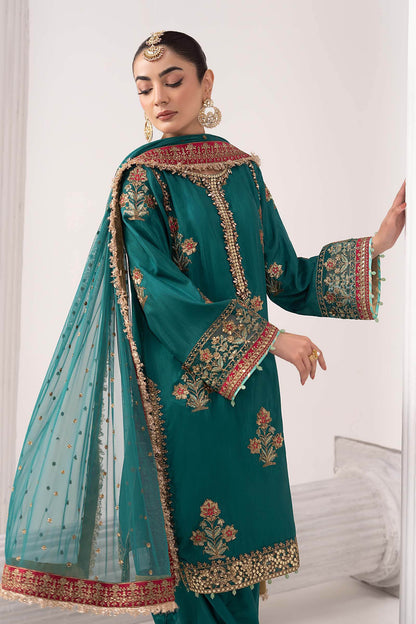Maria B | Eid Collection 2026 | Sf-Ef26-22 Teal - Luxury Dress - available at Maria Faisal in UK and USA.