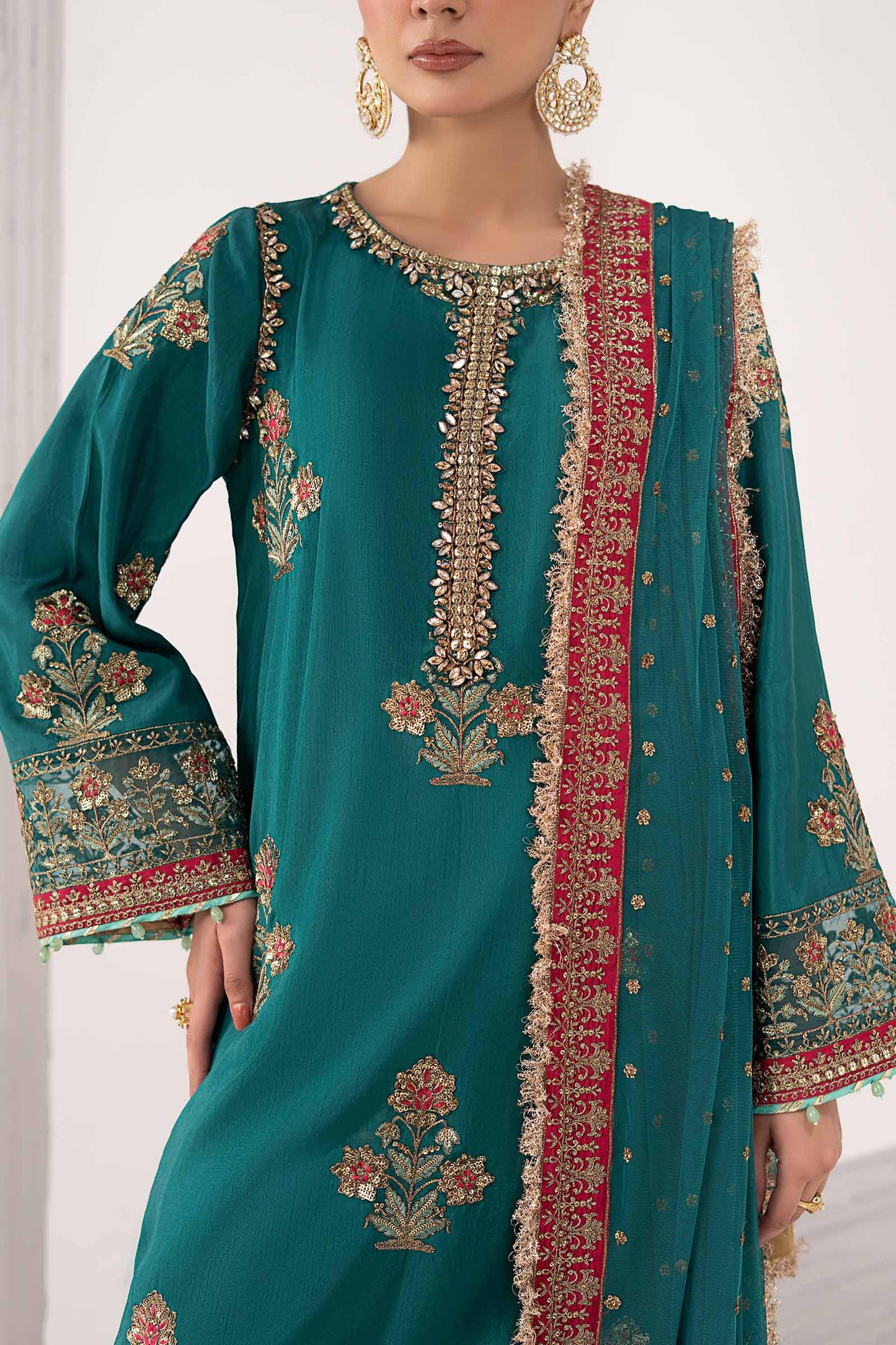 Maria B | Eid Collection 2026 | Sf-Ef26-22 Teal - Luxury Dress - available at Maria Faisal in UK and USA.