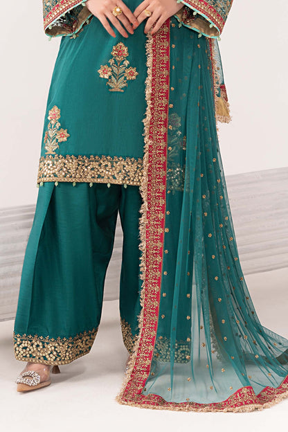 Maria B | Eid Collection 2026 | Sf-Ef26-22 Teal - Luxury Dress - available at Maria Faisal in UK and USA.