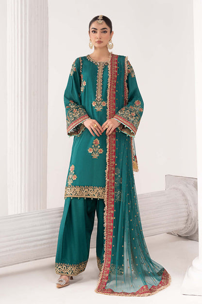 Maria B | Eid Collection 2026 | Sf-Ef26-22 Teal - Luxury Dress - available at Maria Faisal in UK and USA.