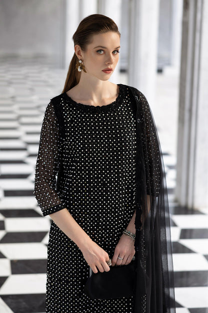 Maria B | Luxury Formals | SF-EF26-23-Black - Formal Dress - available at Maria Faisal in UK and USA.