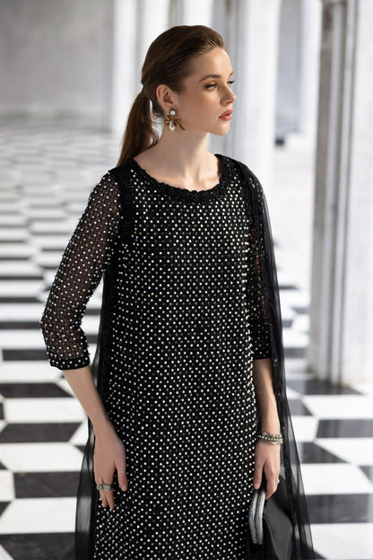 Maria B | Luxury Formals | SF-EF26-23-Black - Formal Dress - available at Maria Faisal in UK and USA.