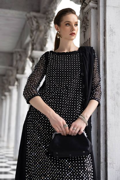 Maria B | Luxury Formals | SF-EF26-23-Black - Formal Dress - available at Maria Faisal in UK and USA.