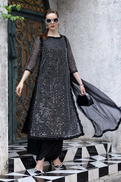 Maria B | Luxury Formals | SF-EF26-23-Black - Formal Dress - available at Maria Faisal in UK and USA.