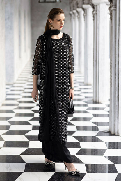Maria B | Luxury Formals | SF-EF26-23-Black - Formal Dress - available at Maria Faisal in UK and USA.
