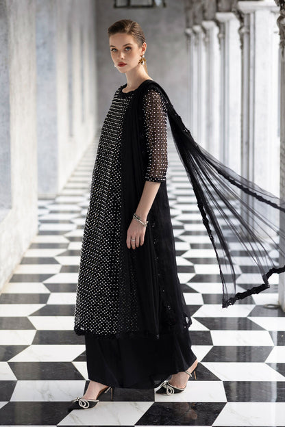 Maria B | Luxury Formals | SF-EF26-23-Black - Formal Dress - available at Maria Faisal in UK and USA.