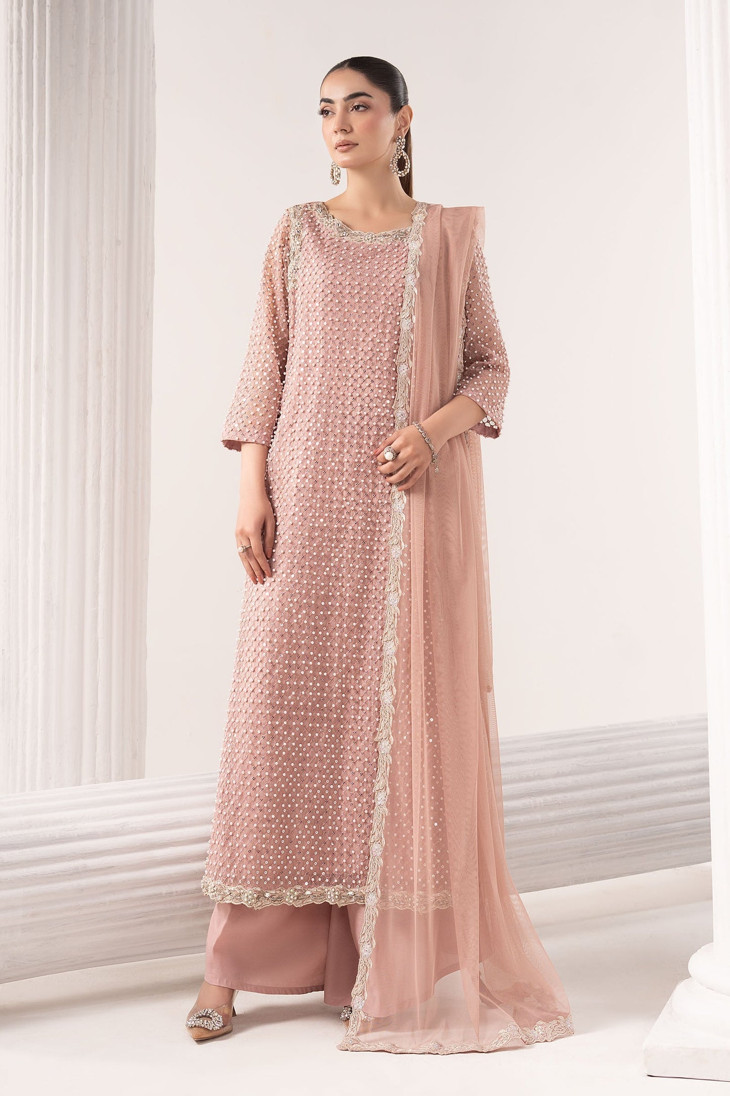Maria B | Luxury Formals | SF-EF26-23-Pink - Formal Dress - available at Maria Faisal in UK and USA.