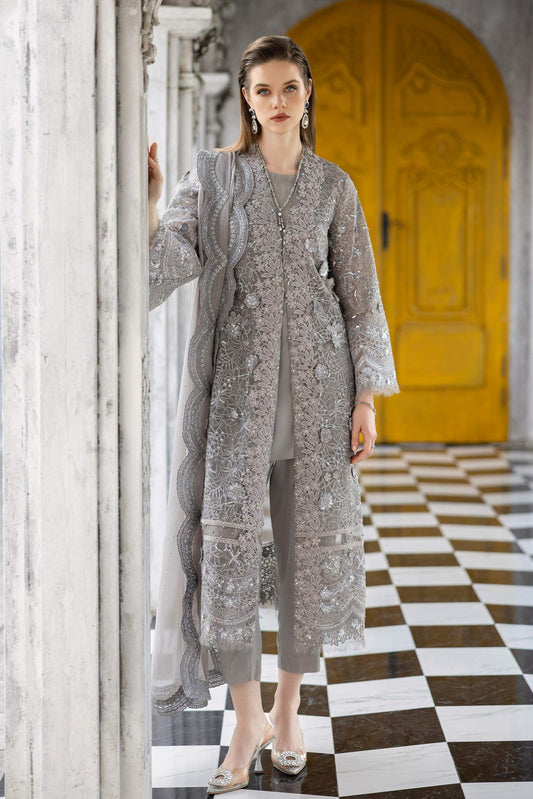 Maria B | Luxury Formals | SF-EF26-25-Grey - Formal Dress - available at Maria Faisal in UK and USA.