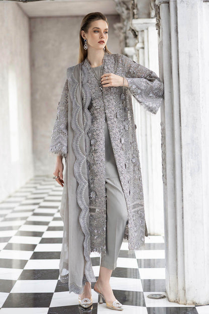 Maria B | Luxury Formals | SF-EF26-25-Grey - Formal Dress - available at Maria Faisal in UK and USA.