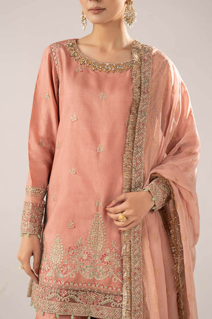 Maria B | Luxury Formals | SF-EF26-28-Peach - Formal Dress - available at Maria Faisal in UK and USA.