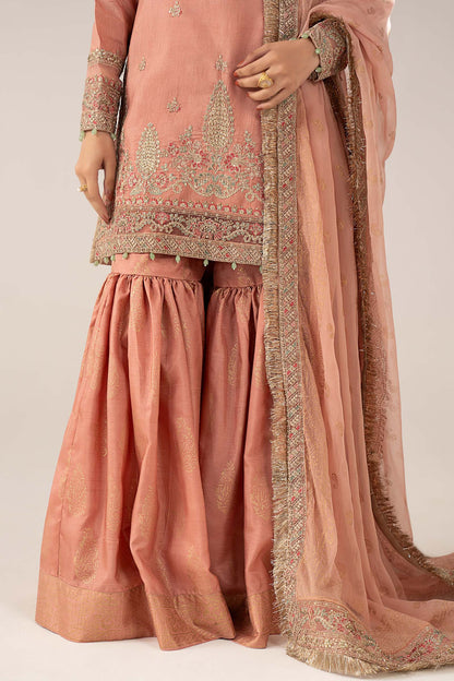 Maria B | Luxury Formals | SF-EF26-28-Peach - Formal Dress - available at Maria Faisal in UK and USA.