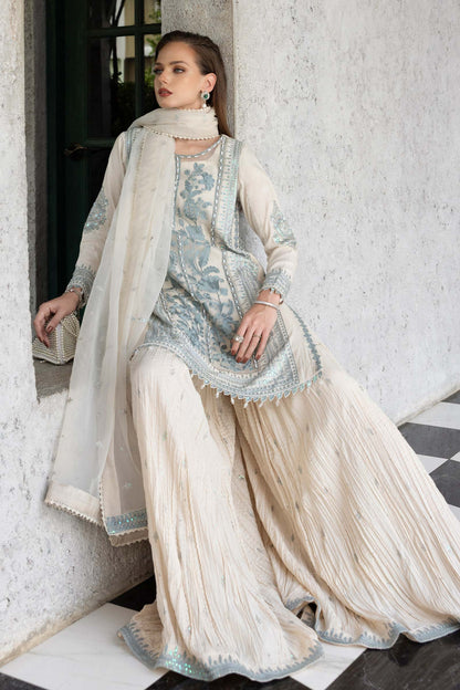 Maria B | Luxury Formals | SF-EF26-39-Off White - Formal Dress - available at Maria Faisal in UK and USA.