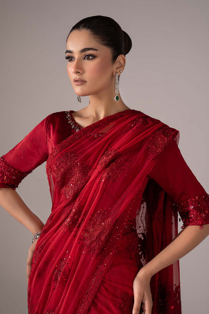 Maria B | Luxury Formals | SF-EF26-56-Red - Formal Dress - available at Maria Faisal in UK and USA.