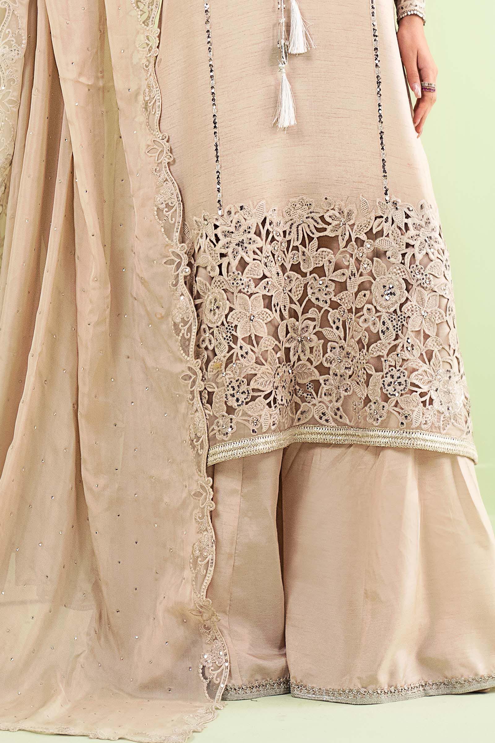 Maria B | Luxury Formals | SF-EF26-63-BEIGE - Formal Dress - available at Maria Faisal in UK and USA.