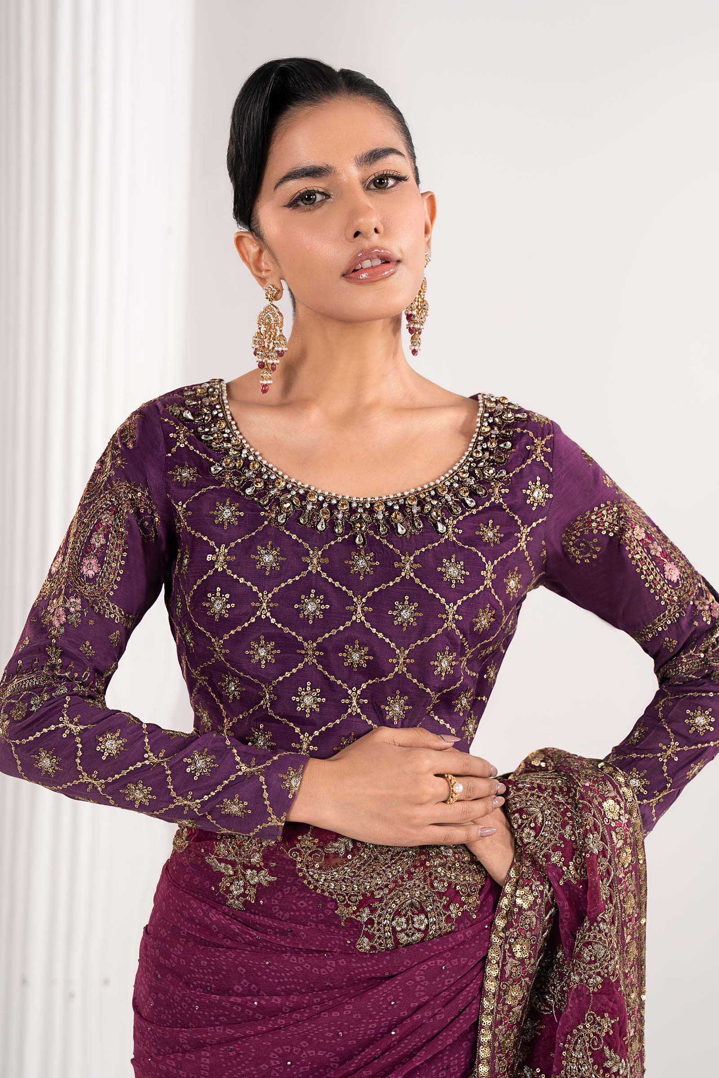 Maria B | Luxury Formals | SF-EF26-67-Purple - Formal Dress - available at Maria Faisal in UK and USA.