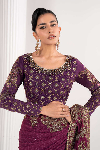 Maria B | Luxury Formals | SF-EF26-67-Purple - Formal Dress - available at Maria Faisal in UK and USA.