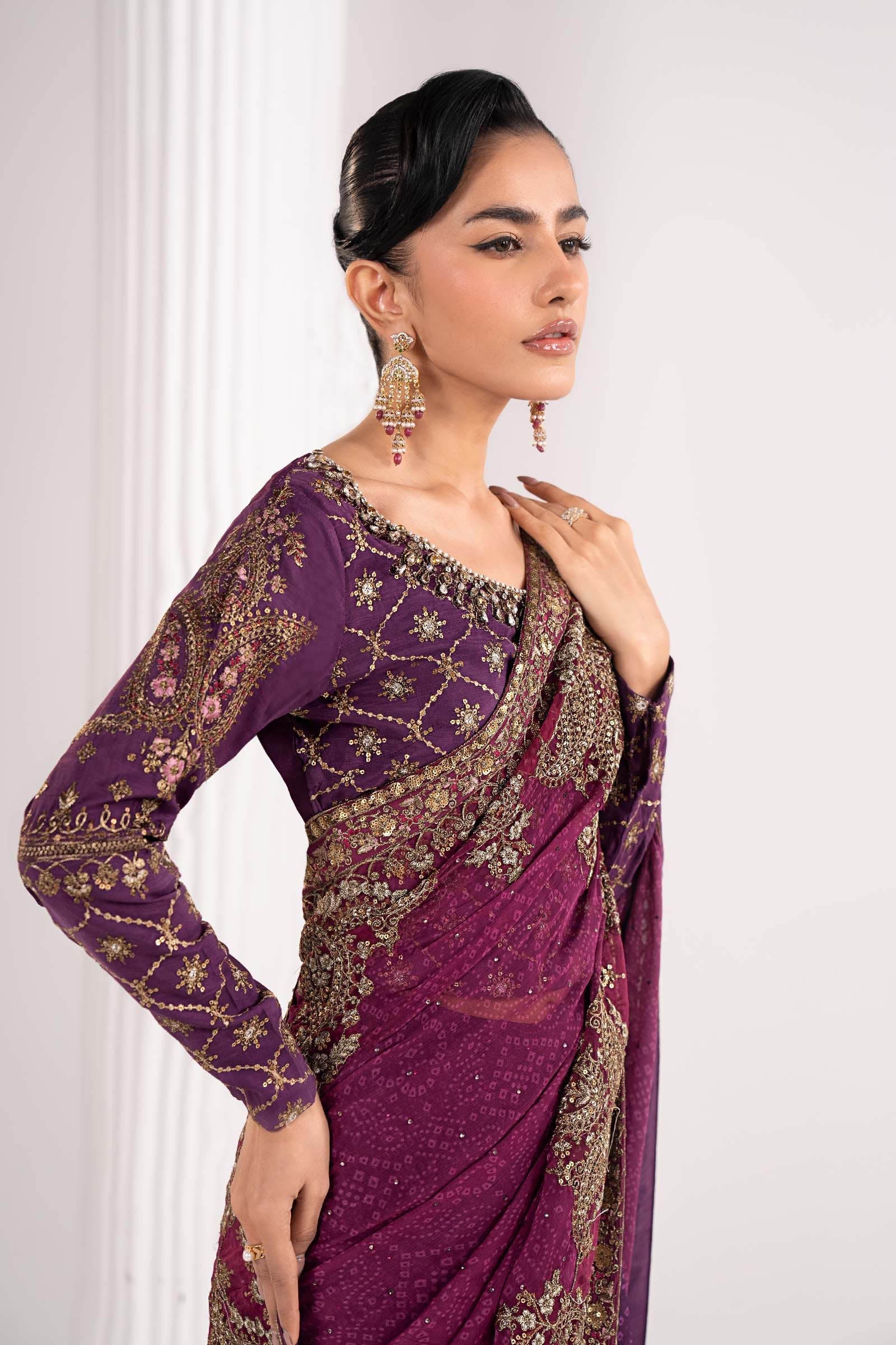 Maria B | Luxury Formals | SF-EF26-67-Purple - Formal Dress - available at Maria Faisal in UK and USA.