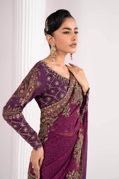 Maria B | Luxury Formals | SF-EF26-67-Purple - Formal Dress - available at Maria Faisal in UK and USA.