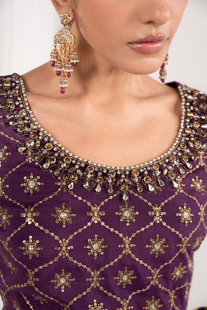 Maria B | Luxury Formals | SF-EF26-67-Purple - Formal Dress - available at Maria Faisal in UK and USA.