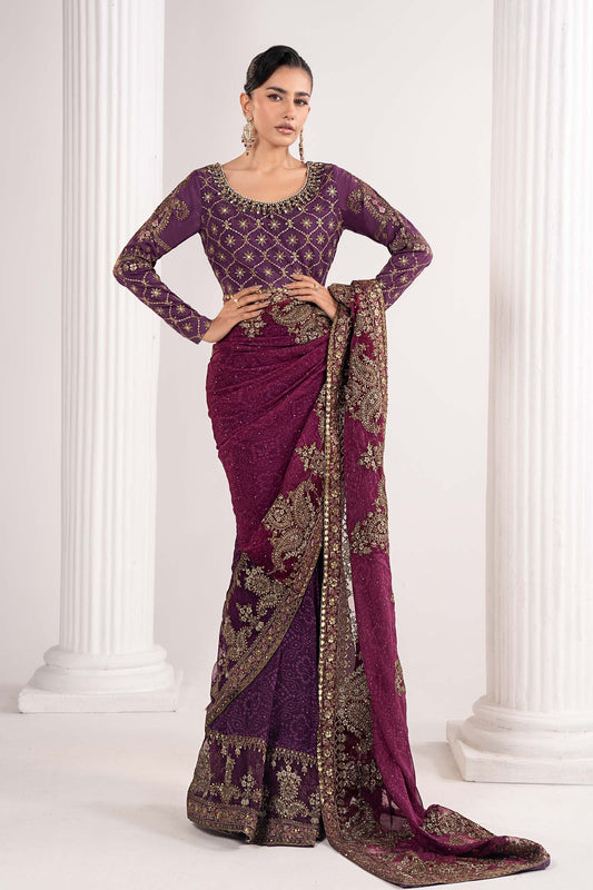Maria B | Luxury Formals | SF-EF26-67-Purple - Formal Dress - available at Maria Faisal in UK and USA.