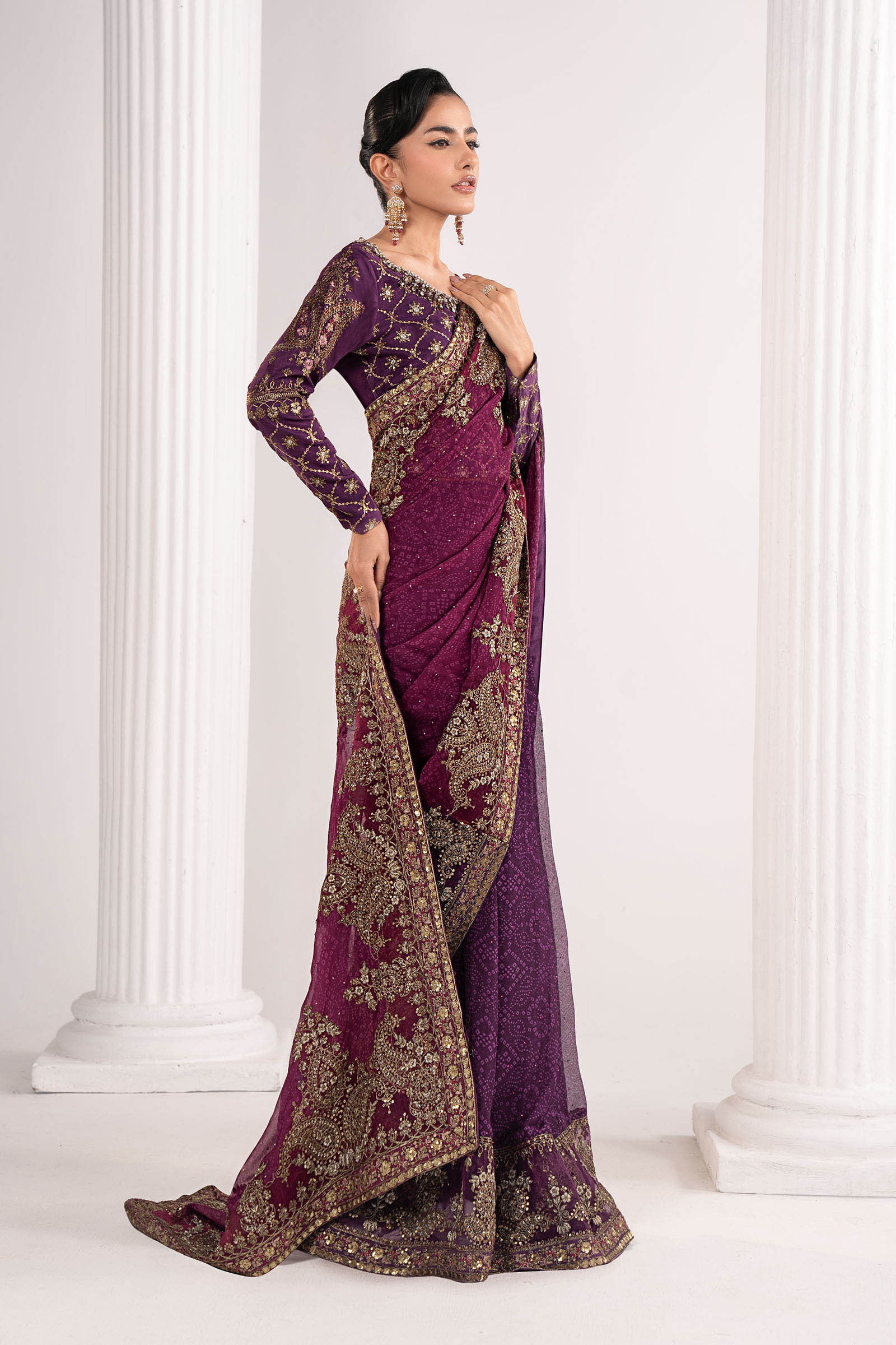 Maria B | Luxury Formals | SF-EF26-67-Purple - Formal Dress - available at Maria Faisal in UK and USA.