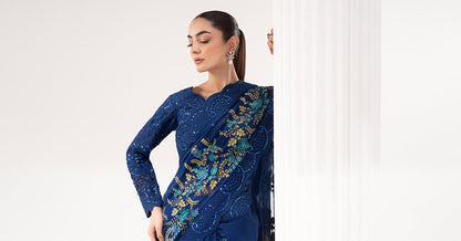 Maria B | Luxury Formals | SF-EF26-69-Blue - Formal Dress - available at Maria Faisal in UK and USA.