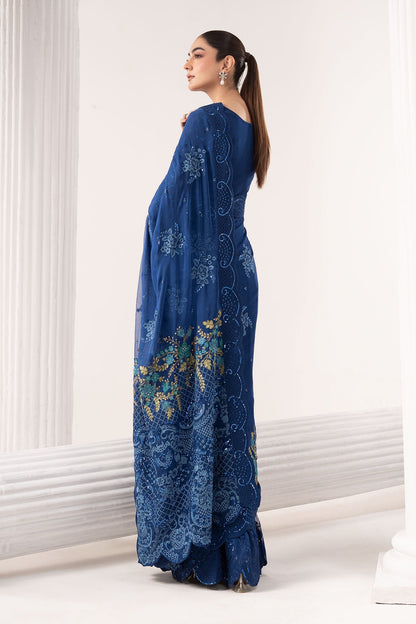 Maria B | Luxury Formals | SF-EF26-69-Blue - Formal Dress - available at Maria Faisal in UK and USA.