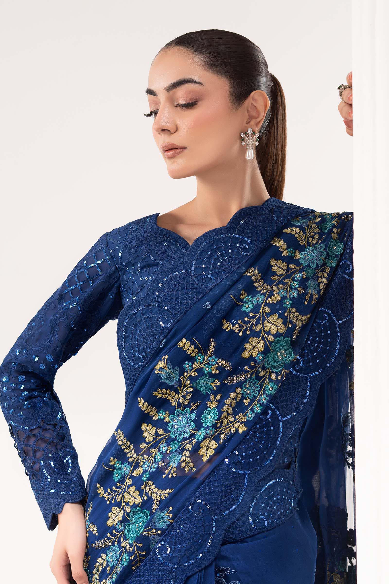 Maria B | Luxury Formals | SF-EF26-69-Blue - Formal Dress - available at Maria Faisal in UK and USA.