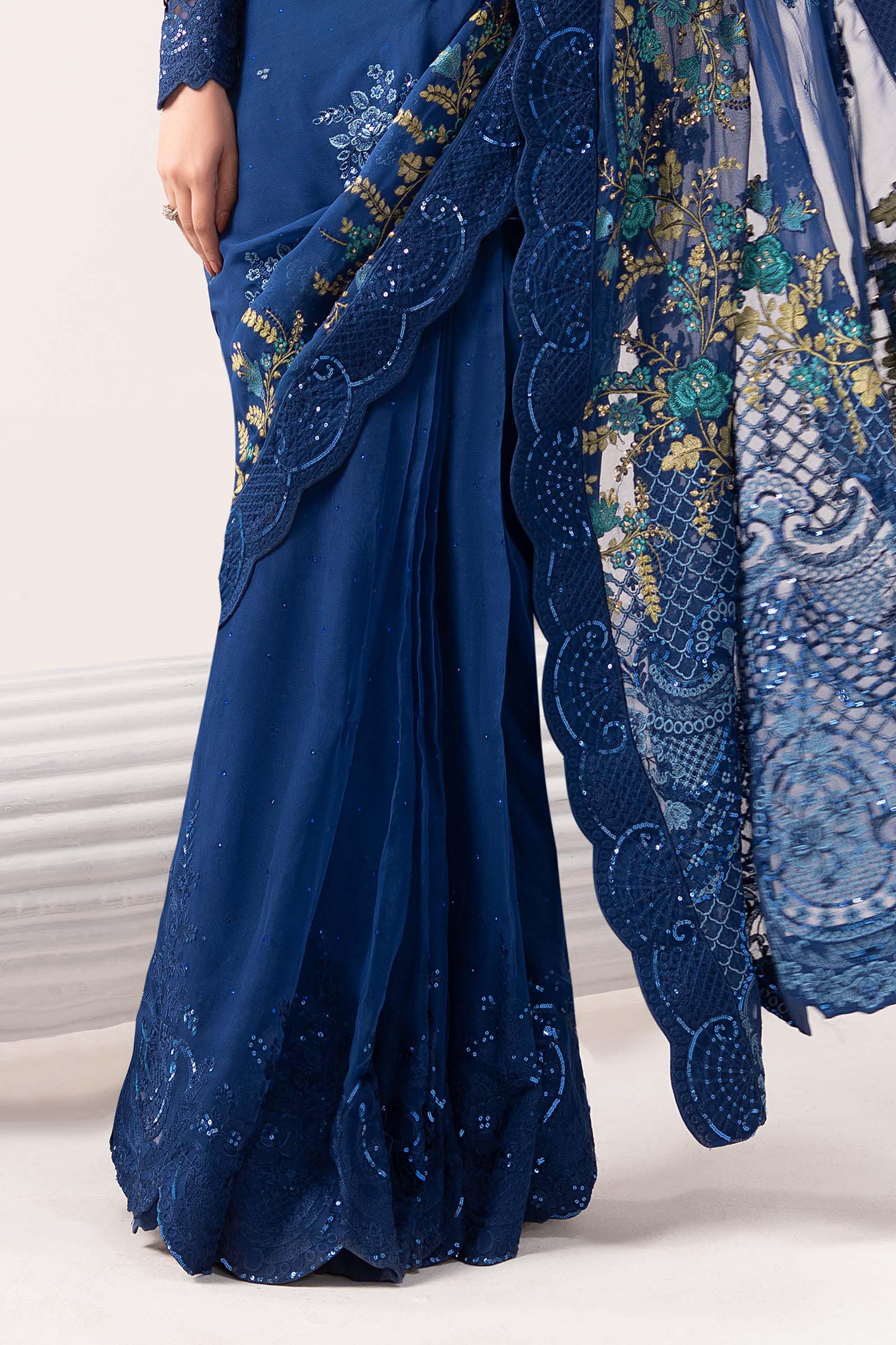 Maria B | Luxury Formals | SF-EF26-69-Blue - Formal Dress - available at Maria Faisal in UK and USA.