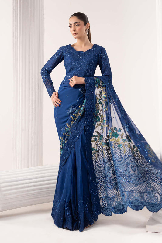 Maria B | Luxury Formals | SF-EF26-69-Blue - Formal Dress - available at Maria Faisal in UK and USA.